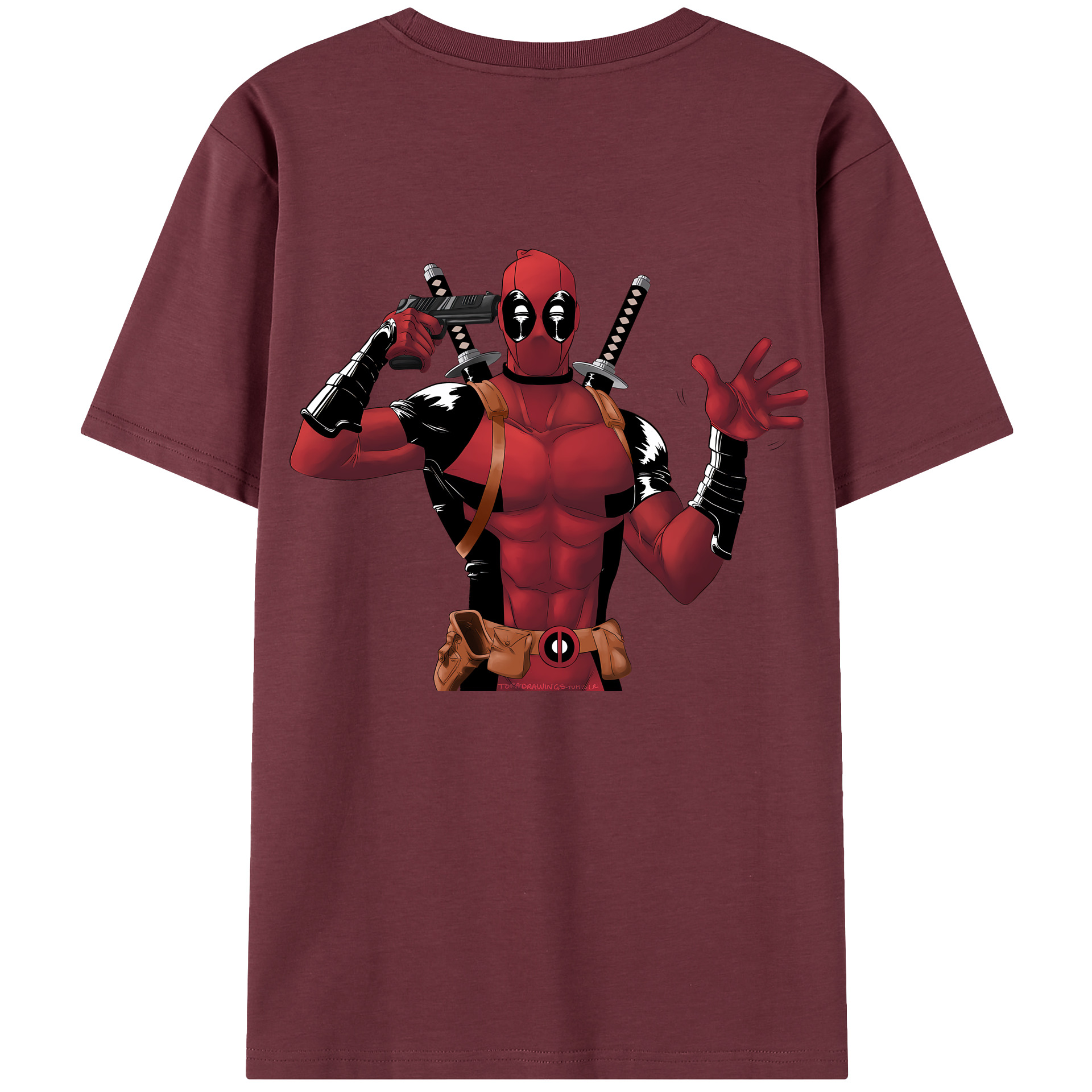 （画像用） Deadpool デッドプール 綿100％半袖Tシャツ（背面プリント）